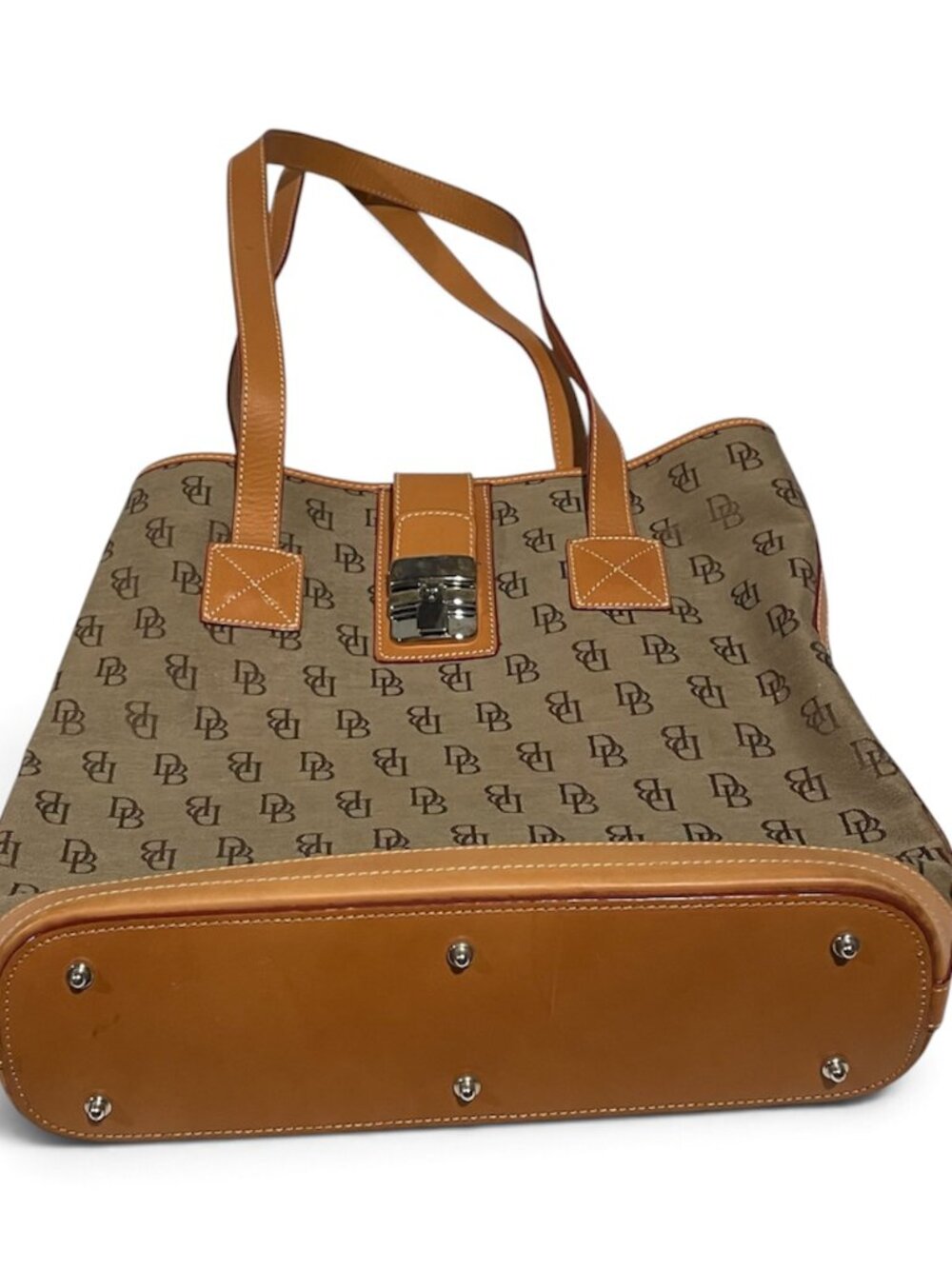 Dooney & Burke Monogram Canvas Bag with leather accents